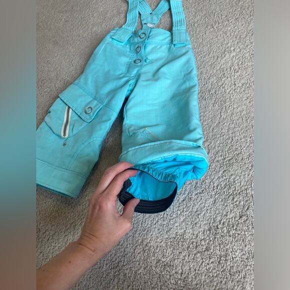 Toddler Snow Pants Overall Bib Size 2T Aqua Blue Silver Star Embellished Winter - Picture 12 of 12